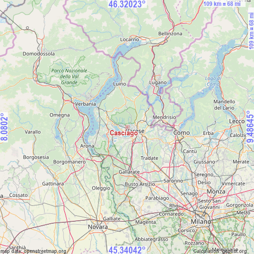 Casciago on map
