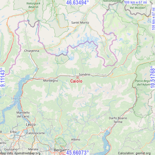 Caiolo on map