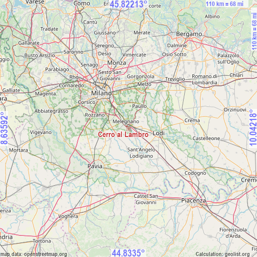 Cerro al Lambro on map