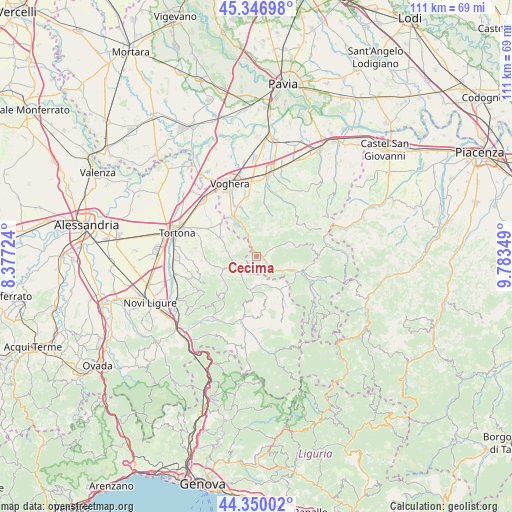 Cecima on map