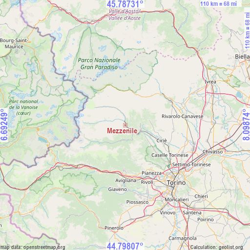 Mezzenile on map