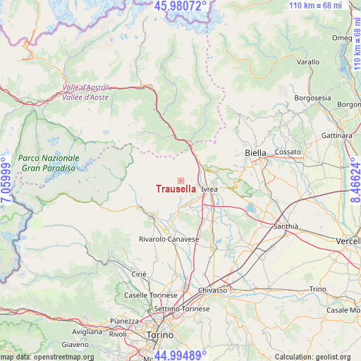 Trausella on map