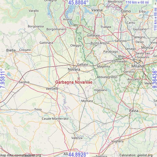 Garbagna Novarese on map