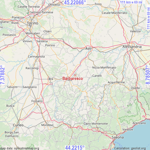 Barbaresco on map