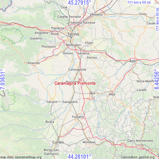Caramagna Piemonte on map