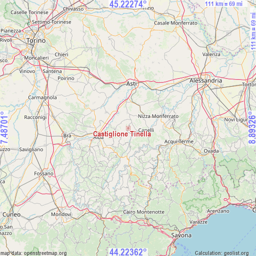 Castiglione Tinella on map