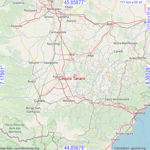 Lequio Tanaro on map