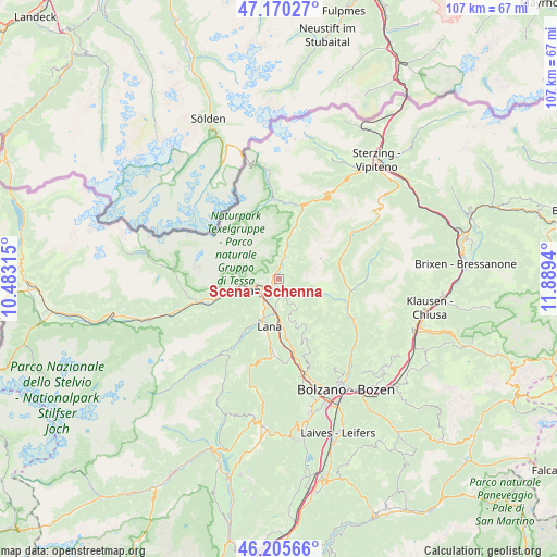 Scena - Schenna on map