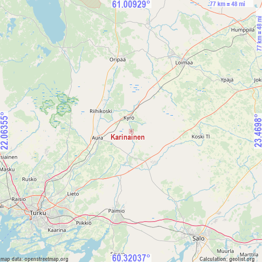 Karinainen on map