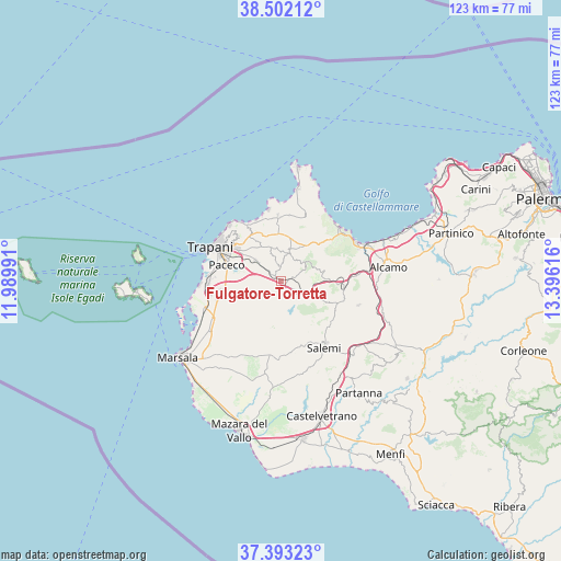 Fulgatore-Torretta on map