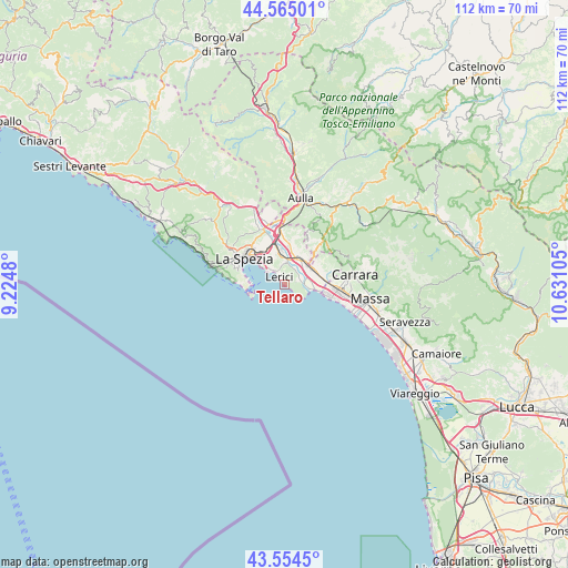 Tellaro on map