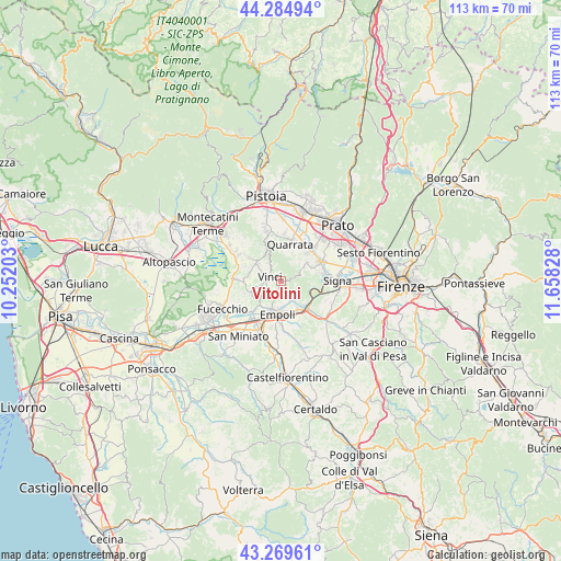 Vitolini on map