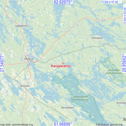 Kangaslampi on map