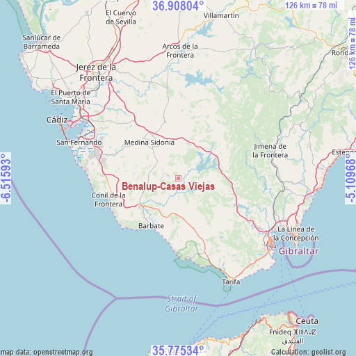 Benalup-Casas Viejas on map