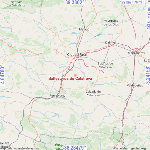 Ballesteros de Calatrava on map