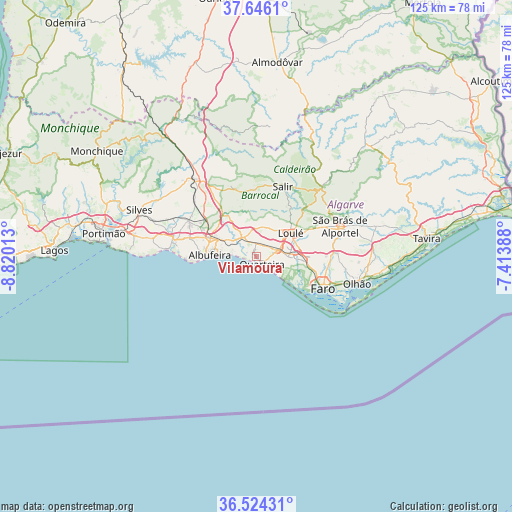 Vilamoura on map