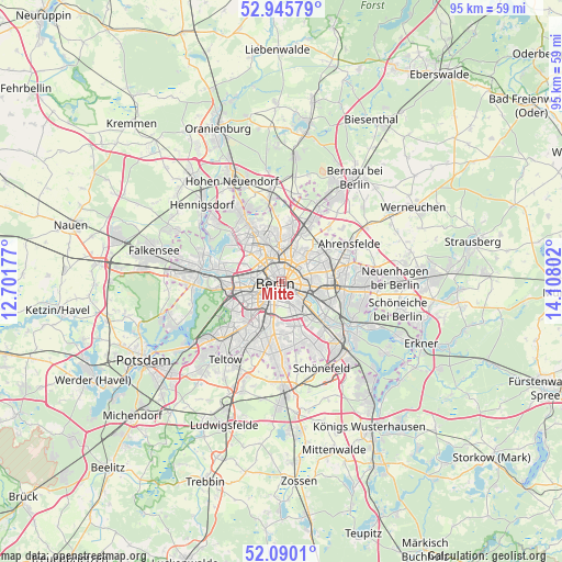 Mitte on map