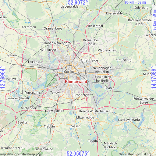 Plänterwald on map
