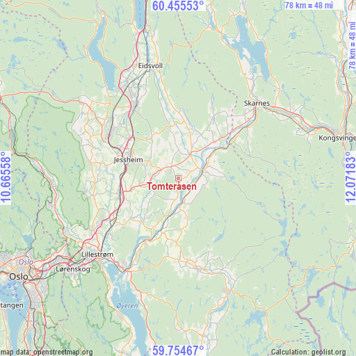 Tomteråsen on map