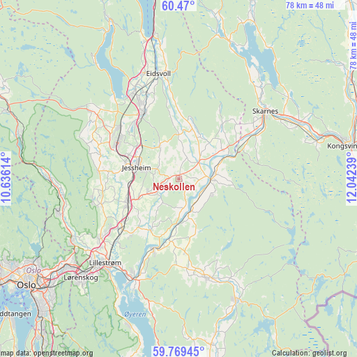 Neskollen on map