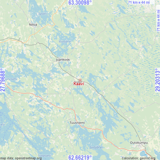 Kaavi on map