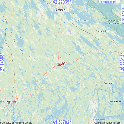 Juva on map
