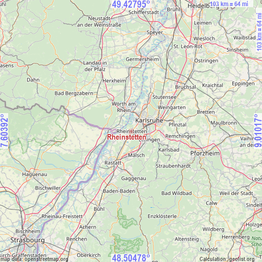 Rheinstetten on map