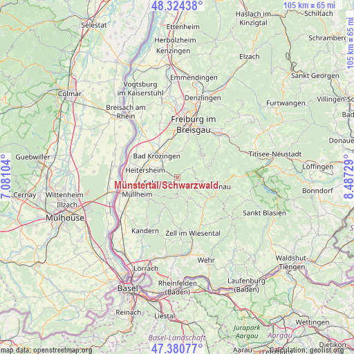 Münstertal/Schwarzwald on map