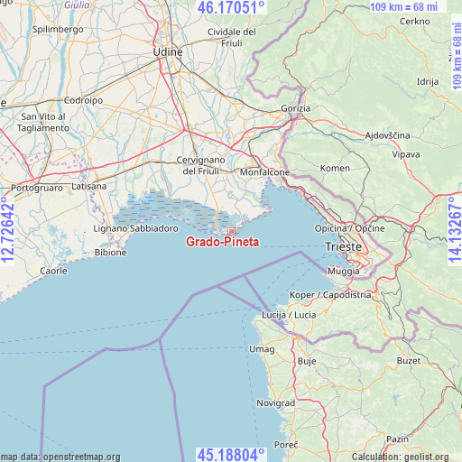 Grado-Pineta on map