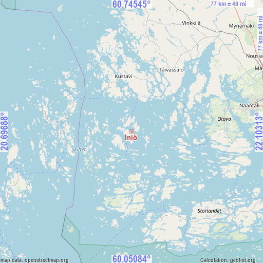 Iniö on map