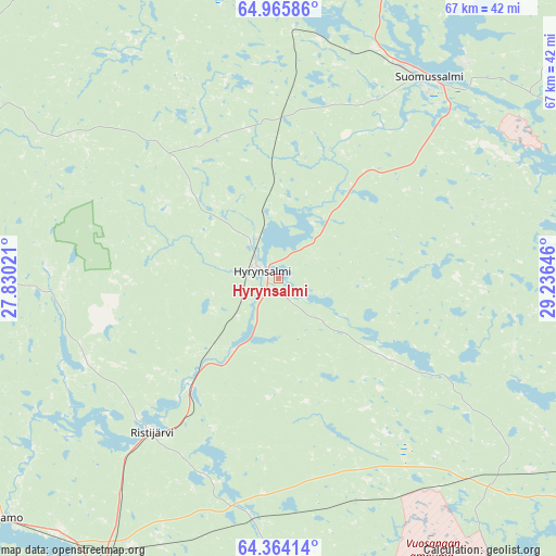 Hyrynsalmi on map