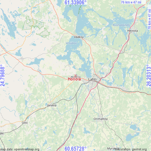 Hollola on map