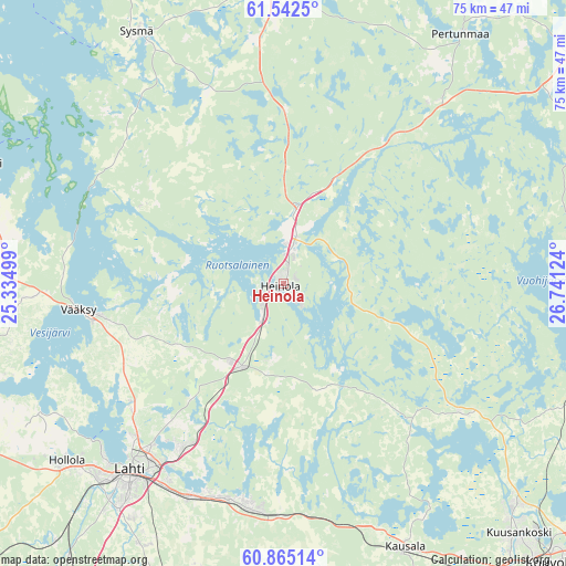 Heinola on map