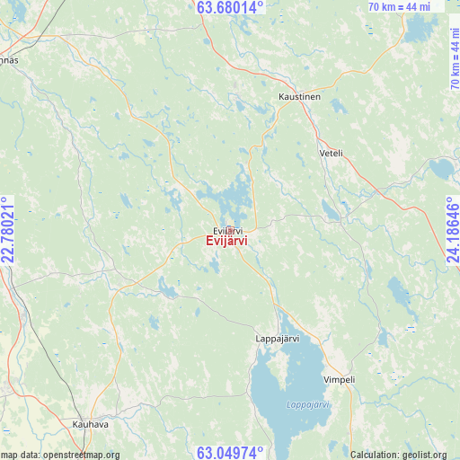 Evijärvi on map