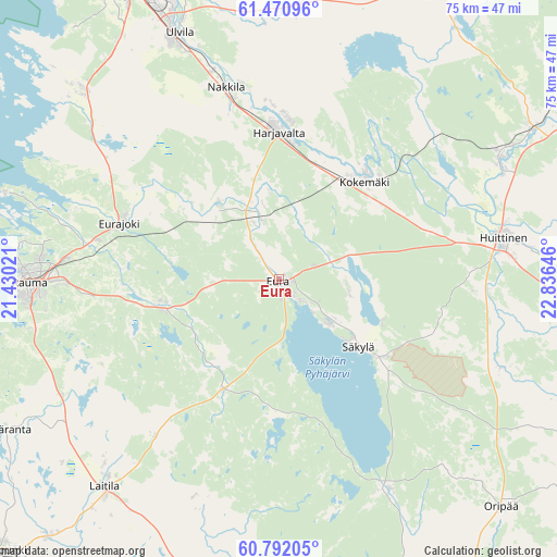 Eura on map