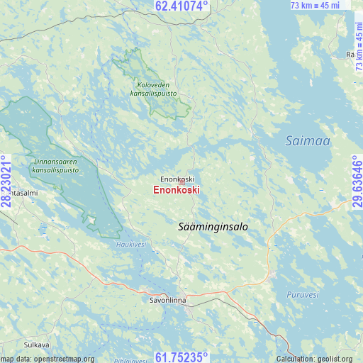 Enonkoski on map