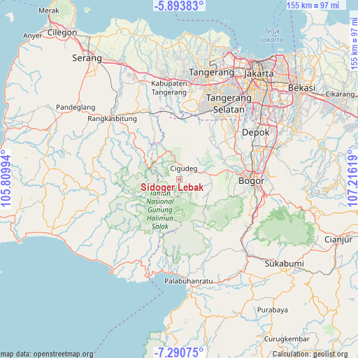 Sidoger Lebak on map