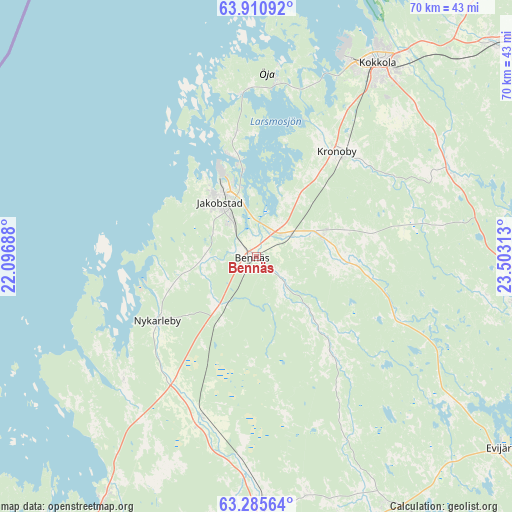 Bennäs on map