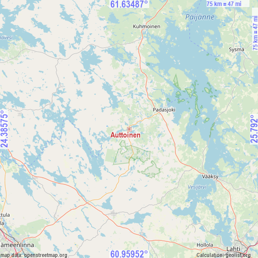 Auttoinen on map