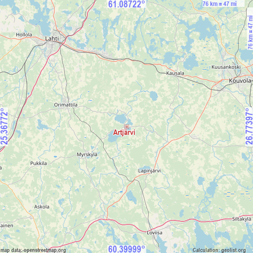 Artjärvi on map