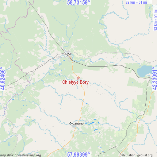 Chistyye Bory on map