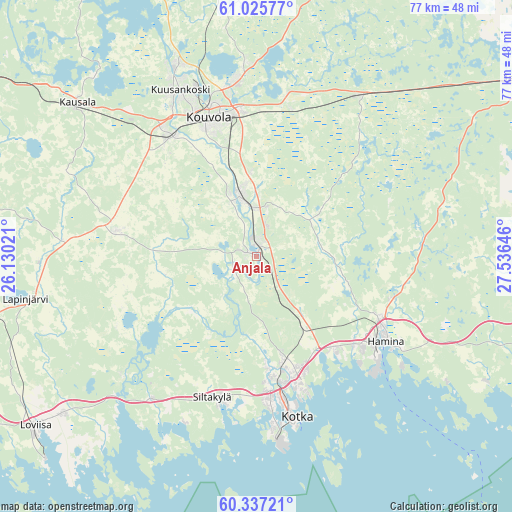 Anjala on map
