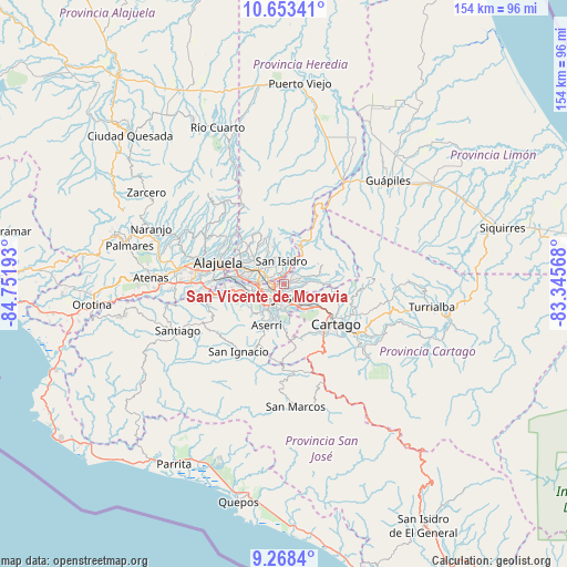 San Vicente de Moravia on map