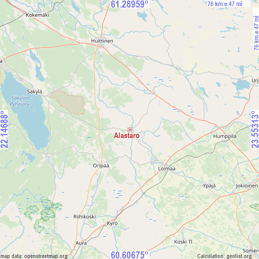 Alastaro on map