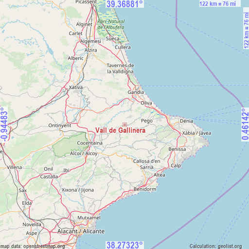 Vall de Gallinera on map