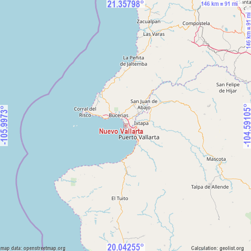 Nuevo Vallarta on map