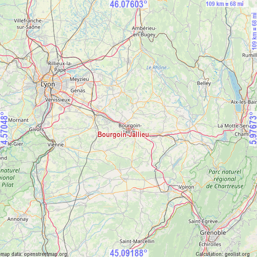 Bourgoin-Jallieu on map