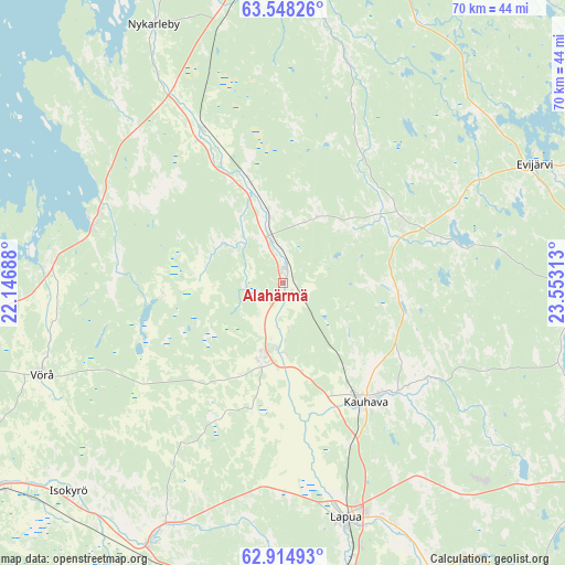 Alahärmä on map