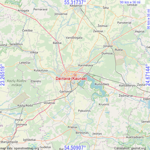 Dainava (Kaunas) on map