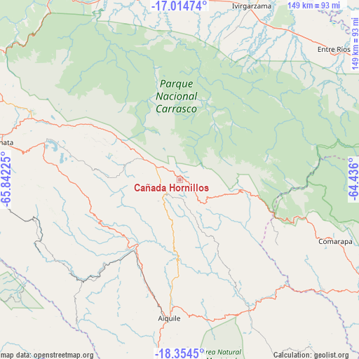 Cañada Hornillos on map